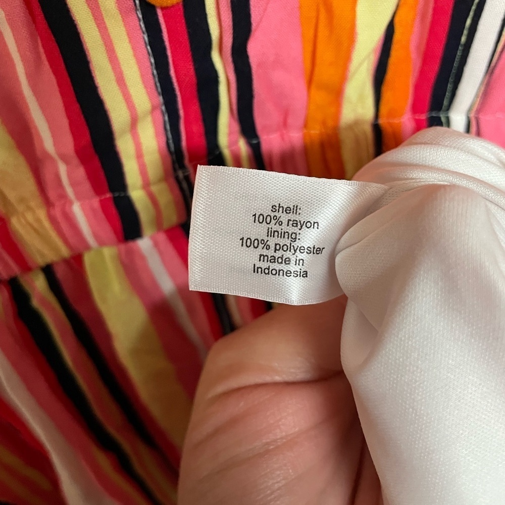 Lane Bryan size 16 Multi Colorful Striped V-neck Long Balloon Sleeve Maxi Dress - Picture 6 of 7
